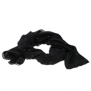 Pre Owned Saint Laurent Paris Black Silk Chiffon Metallic Dot Stole