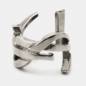 Pre Owned Saint Laurent Paris Logo Silver Tone Ear Cuff