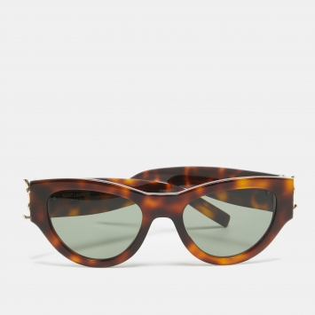 Pre Owned Saint Laurent Brown Tortoise SL M94 Monogram Cat Eye Sunglasses