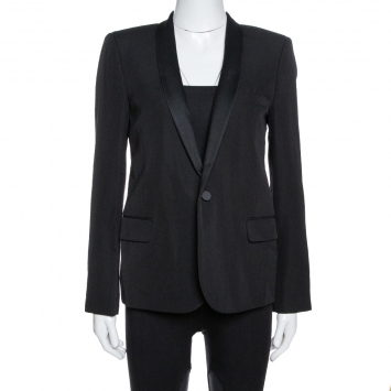 Pre Owned Saint Laurent Paris Black Wool Tuxedo Blazer M