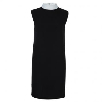 Pre Owned Saint Laurent Paris Black Contrast Peter Pan Collar Sleeveless Dress S