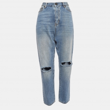 Pre Owned Saint Laurent Paris Blue Washed & Ripped Denim Jeans M Waist 27"