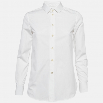 Pre Owned Saint Laurent White Cotton Full Sleeve Shirt S