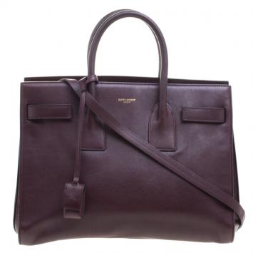 Pre Owned Saint Laurent Paris Burgundy Leather Small Classic Sac De Jour Tote