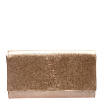 Pre Owned Saint Laurent Paris Blush Pink Patent Leather Belle De Jour Flap Clutch