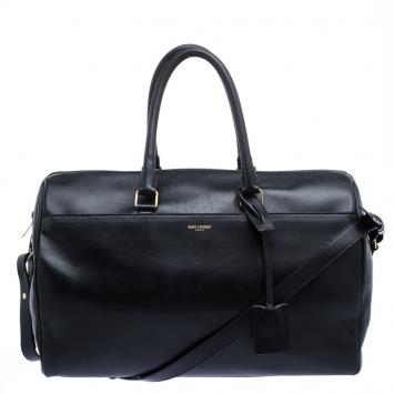 Pre Owned Saint Laurent Paris Black Leather Bo Duffle Bag
