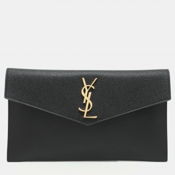 Pre Owned Saint Laurent Black Leather Uptown Pouch