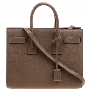 Pre Owned Saint Laurent Peanut Brown Leather Small Classic Sac De Jour Tote
