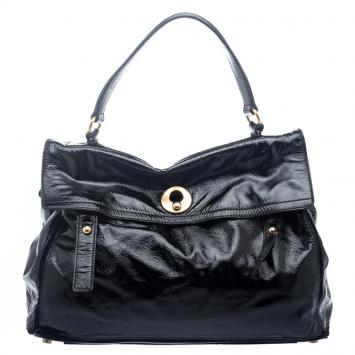 Pre Owned Saint Laurent Black Patent Leather Large Muse Two Satchel