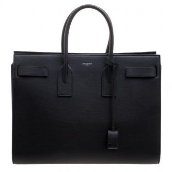 Pre Owned Saint Laurent Black Leather Large Sac De Jour Tote