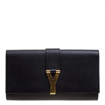 Pre Owned Saint Laurent Black Leather Chyc Clutch
