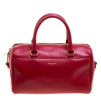 Pre Owned Saint Laurent Red Leather Baby Duffle 3 Bag