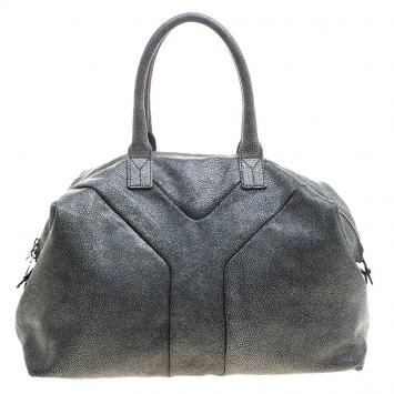 Pre Owned Saint Laurent Grey Stingray Embossed Leather Medium Easy Y Bag