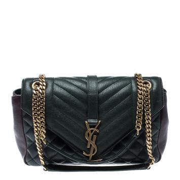Pre Owned Saint Laurent Multicolor Matelasse Leather Envelope Shoulder Bag