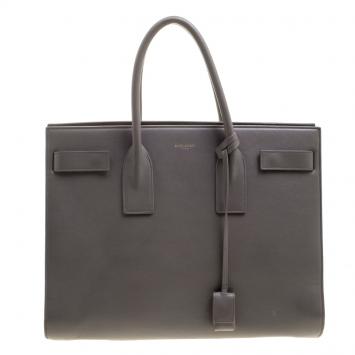 Pre Owned Saint Laurent Paris Grey Leather Large Sac De Jour Tote