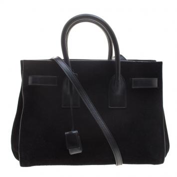 Pre Owned Saint Laurent Black Suede Small Classic Sac De Jour Tote