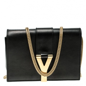 Pre Owned Saint Laurent Paris Black Leather Mini  Y-Ligne Pochette Crossbody Bag