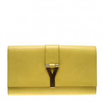 Pre Owned Saint Laurent Yellow Leather Chyc Clutch