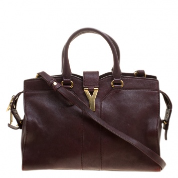 Pre Owned Saint Laurent Paris Burgundy Leather Small Cabas Chyc Tote