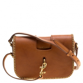 Pre Owned Saint Laurent Brown Leather Charlotte Toy Crossbody Bag