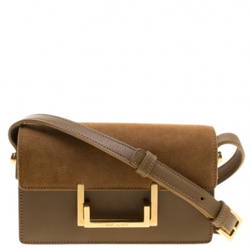 Pre Owned Saint Laurent Brown Leather and Suede Lulu Crossbody Bag