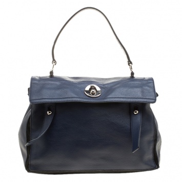 Pre Owned Saint Laurent Paris Blue Leather Medium Muse Two Satchel