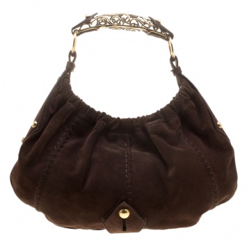 Pre Owned Saint Laurent Brown Suede Vincennes Mombasa Hobo