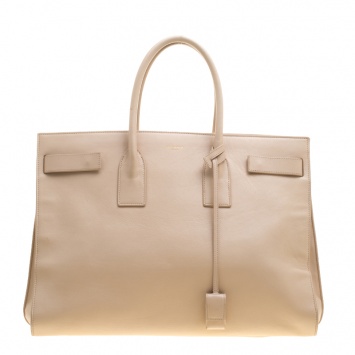 Pre Owned Saint Laurent Beige Leather Large Sac De Jour Tote