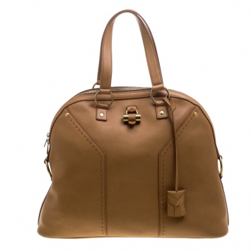 Pre Owned Saint Laurent Camel Leather Muse Satchel