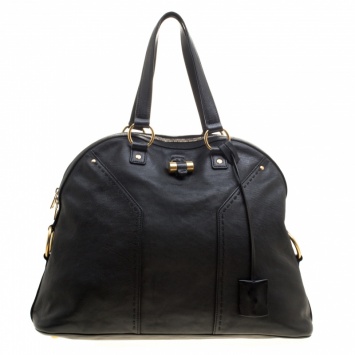 Pre Owned Saint Laurent Paris Black Leather Oversized Muse Tote