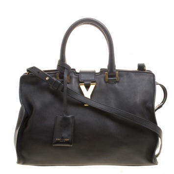 Pre Owned Saint Laurent Black Leather Small Cabas Chyc Tote