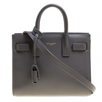 Pre Owned Saint Laurent Grey Leather Nano Classic Sac De Jour Tote