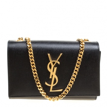 Pre Owned Saint Laurent Black Leather Original Small Kate Shoulder Bag