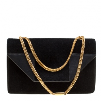 Pre Owned Saint Laurent Black Suede Small Betty Shoulder Bag