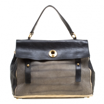 Pre Owned Saint Laurent Tri Color Leather Large Muse Two Bag