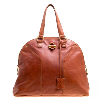 Pre Owned Saint Laurent Brown Leather Oversized Muse Satchel