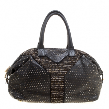 Pre Owned Saint Laurent Black Leather Studded Easy Y Satchel