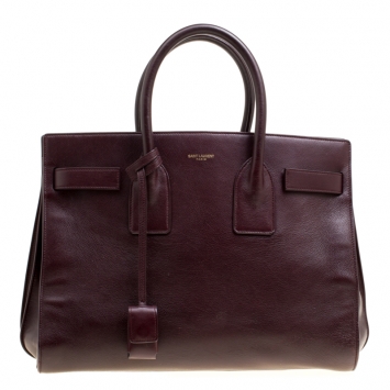 Pre Owned Saint Laurent Burgundy Leather Small Classic Sac De Jour Tote