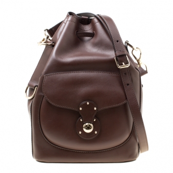 Pre Owned Ralph Lauren Brown Leather Ricky Drawstring Bucket Bag
