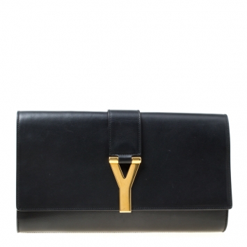 Pre Owned Saint Laurent Black Leather Chyc Clutch