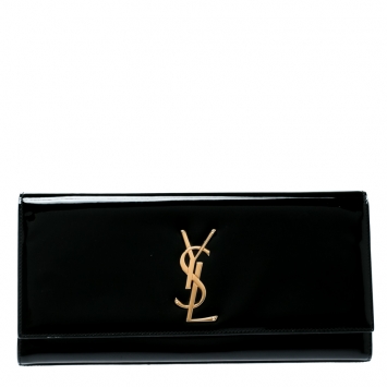Pre Owned Saint Laurent Black Patent Leather Kate Clutch 