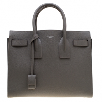 Pre Owned Saint Laurent Grey Leather Small Sac De Jour Top Handle Bag