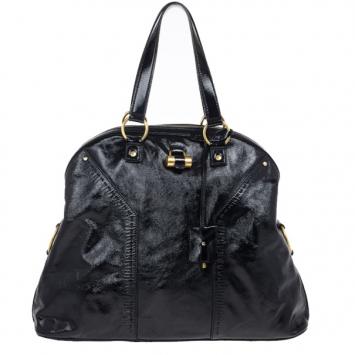 Pre Owned Saint Laurent Paris Patent Teal Large Muse Bag