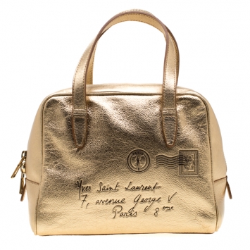 Pre Owned Saint Laurent Gold Leather Y Mail Mini Bag