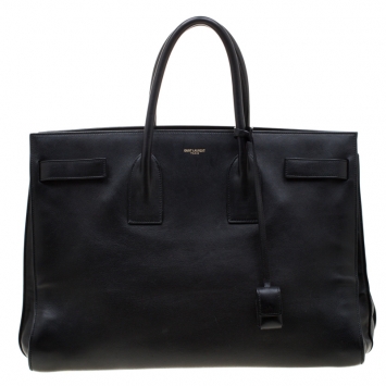 Pre Owned Saint Laurent Black Leather Large Sac De Jour Tote