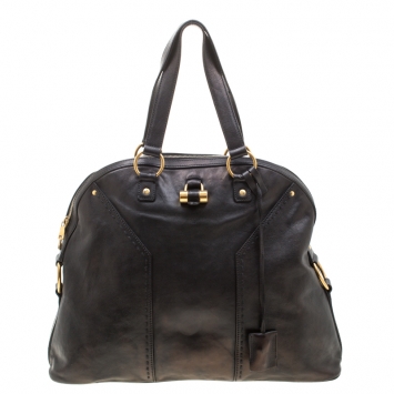 Pre Owned Saint Laurent Black Leather Oversized Muse Satchel