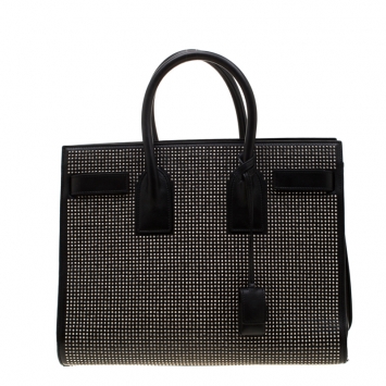 Pre Owned Saint Laurent Black Studded Leather Small Classic Sac De Jour Tote