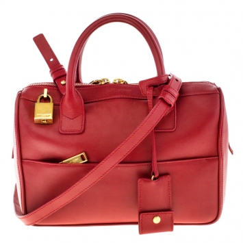 Pre Owned  Saint Laurent Red Leather Rive Gauche Crossbody Bag