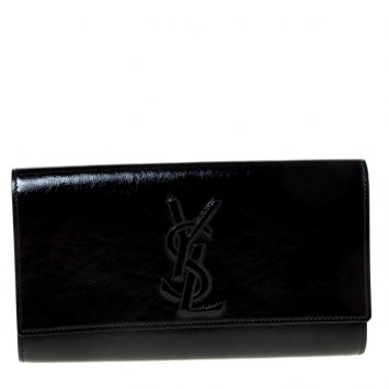 Pre Owned Saint Laurent Black Patent Leather Belle De Jour Flap Clutch
