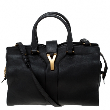 Pre Owned Saint Laurent Paris Grey Leather Small Cabas Chyc Tote
